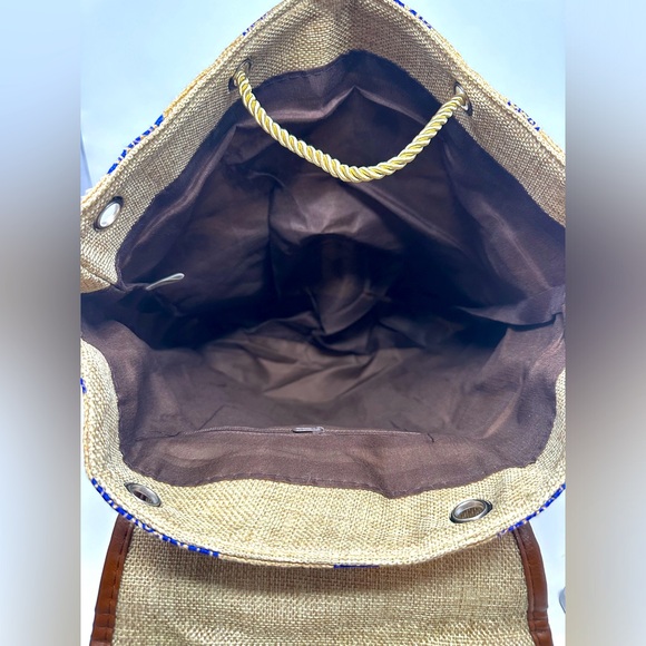 Bahamas Rare Metallic Pineapple Print on Hemp Backpack With Front Pockets New - Picture 4 of 4